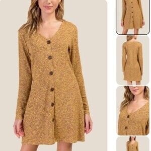 NWT Alya Sherlyn Button Down Knit Dress SZ M Multicolor Button Down Long Sleeve